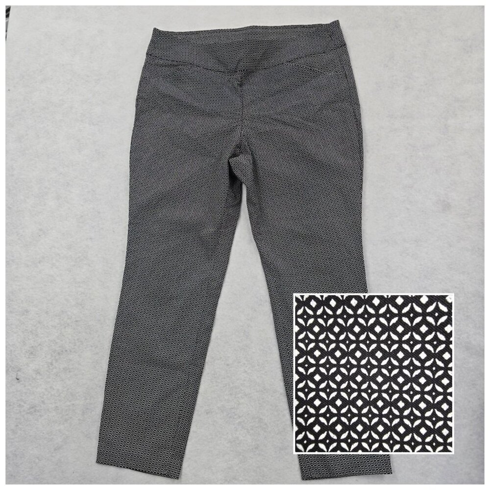 Signature Slimming by CJ Banks Pull On Pants Sz 16 Stretch Comfort Geometric EUC